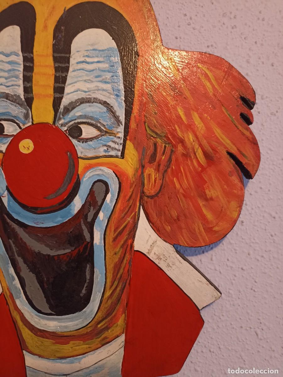 Vintage: CARA PAYASO EN MADERA VINTAGE A MANO - Foto 5
