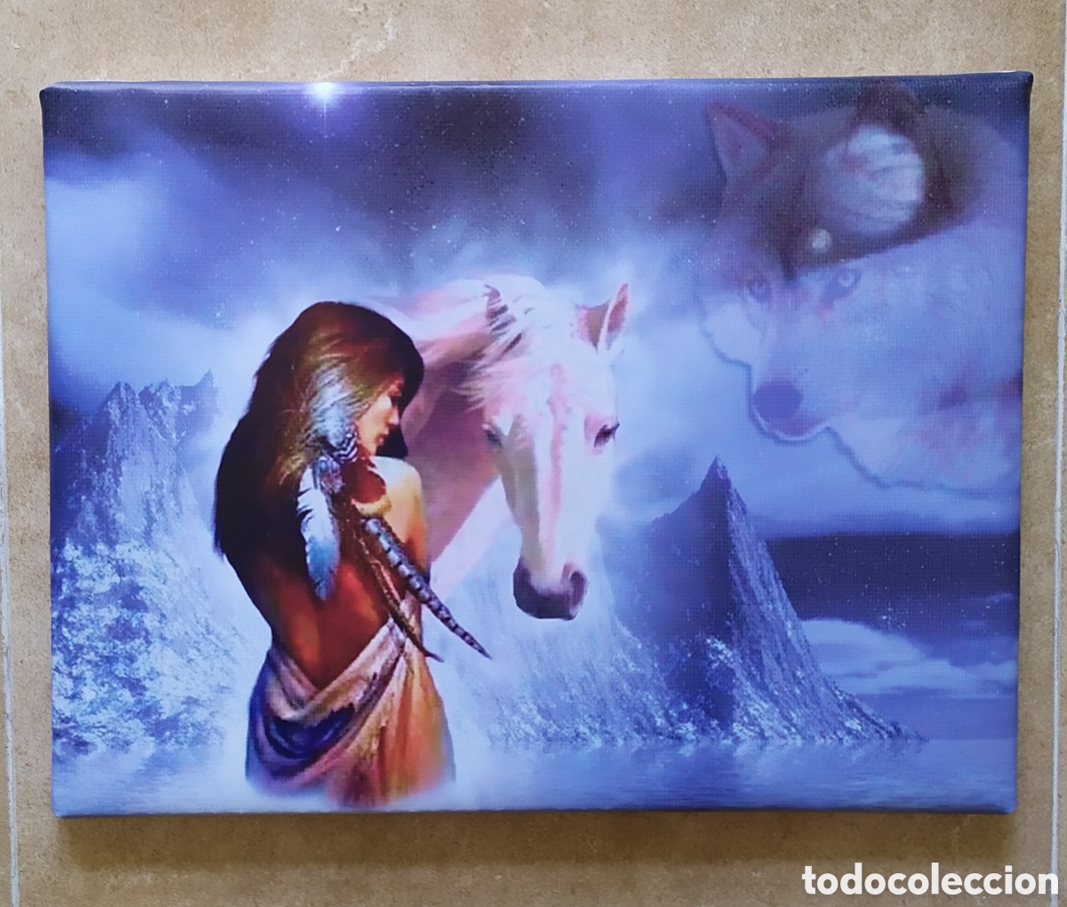 Vintage: Cuadro HADA Y UNICORNIO - Foto 1