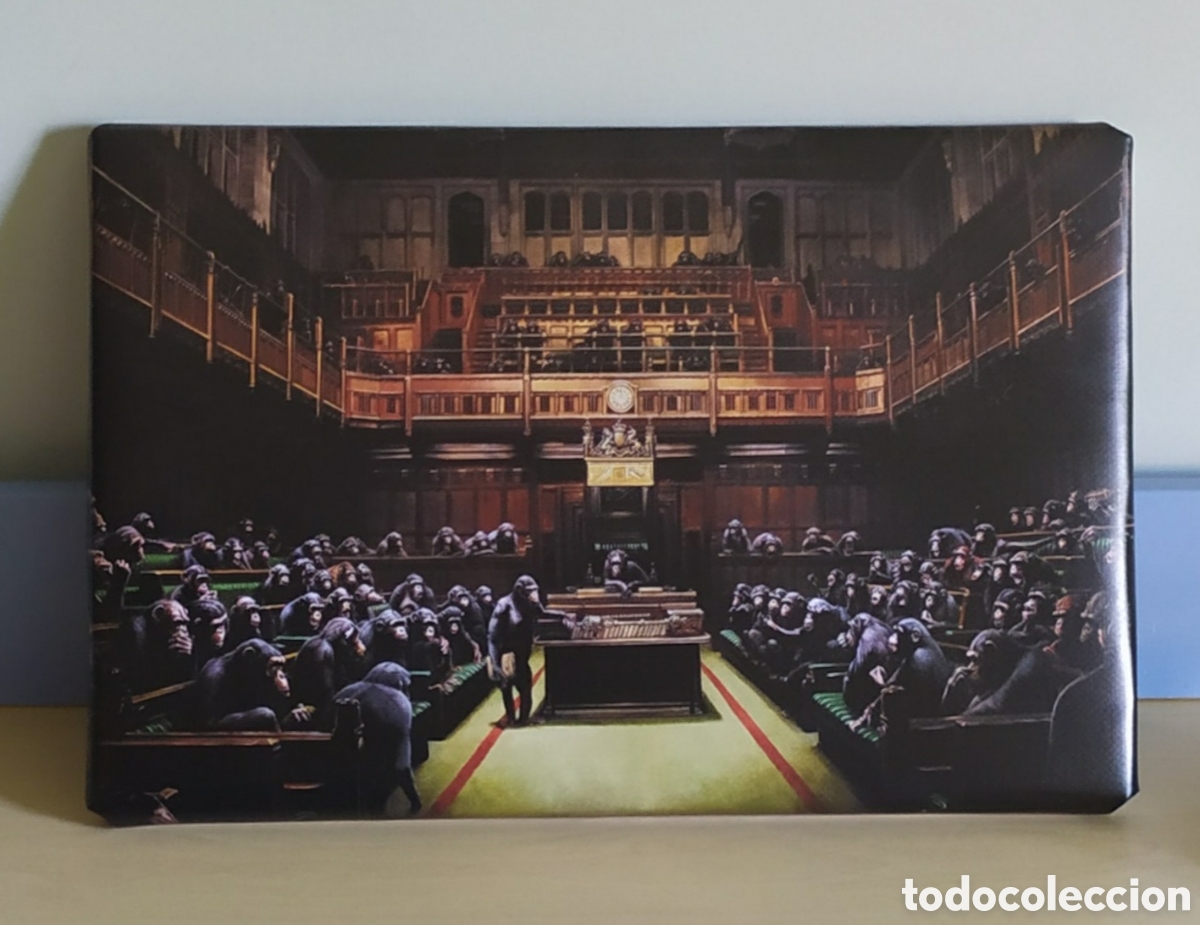Vintage: Cuadro BANKSY parlamento monos - Foto 1