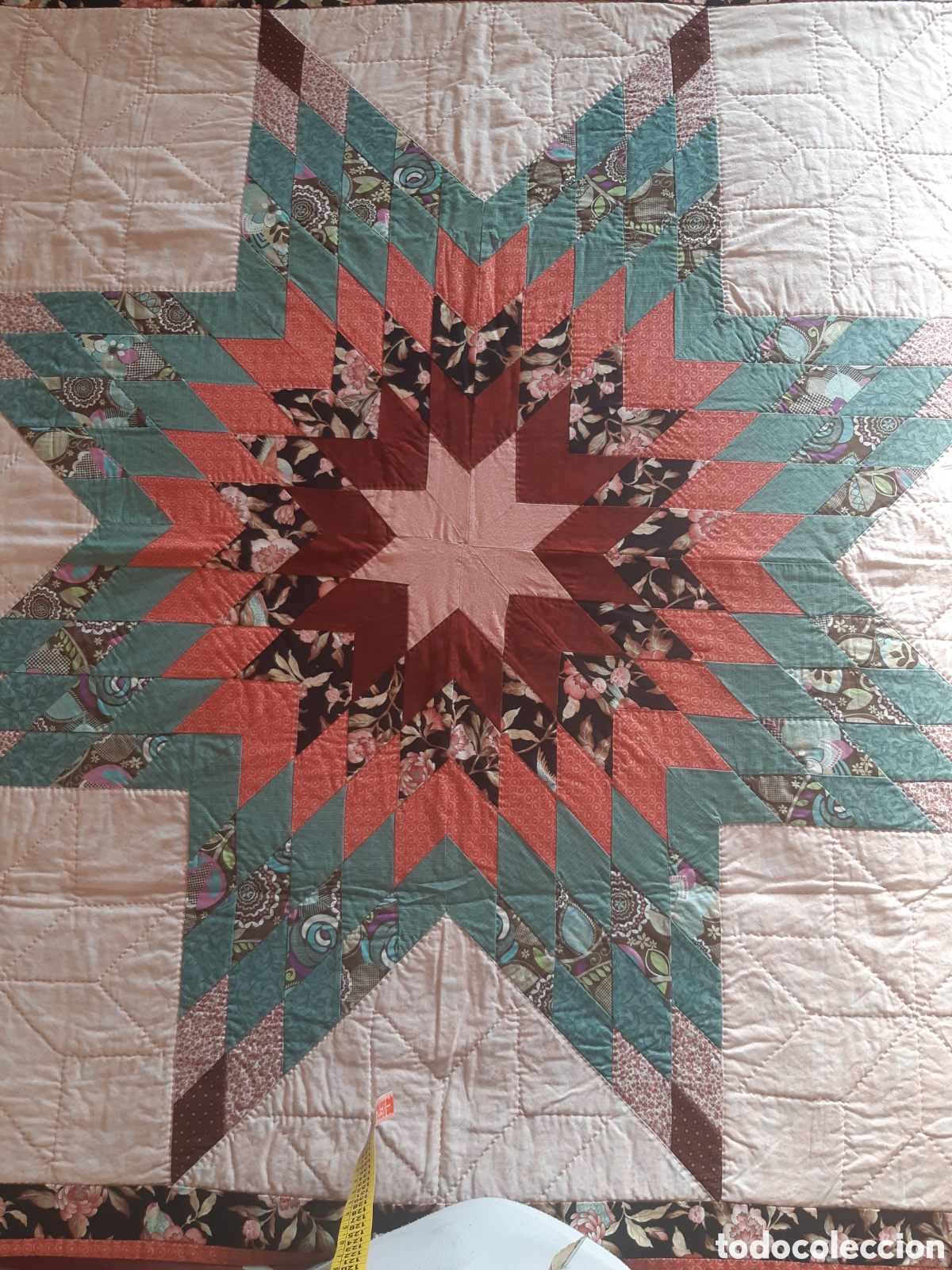 Vintage: Colcha patchwork algod&oacute;n hecha a mano. Para colgar - Foto 1