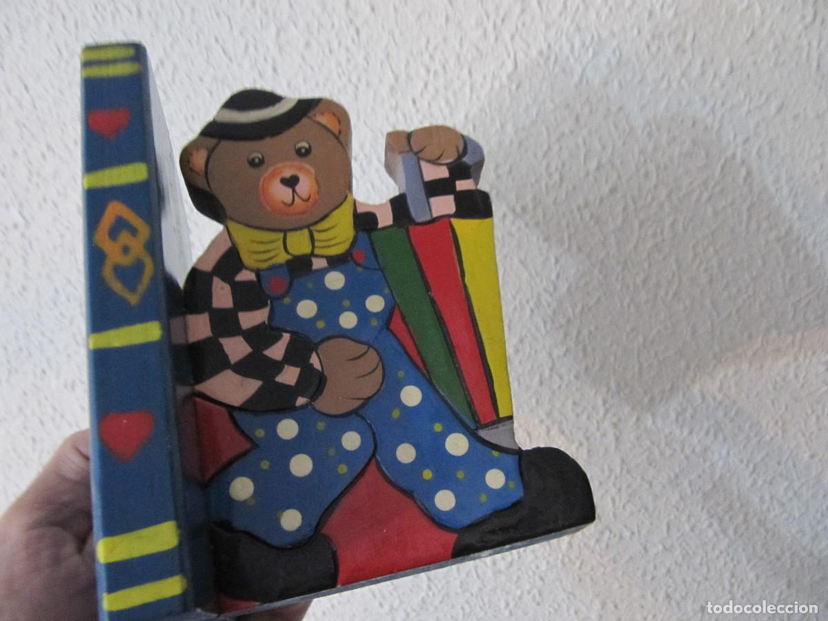 Vintage: SUJETALIBROS DE MADERA OSITOS PAYASOS - Foto 10