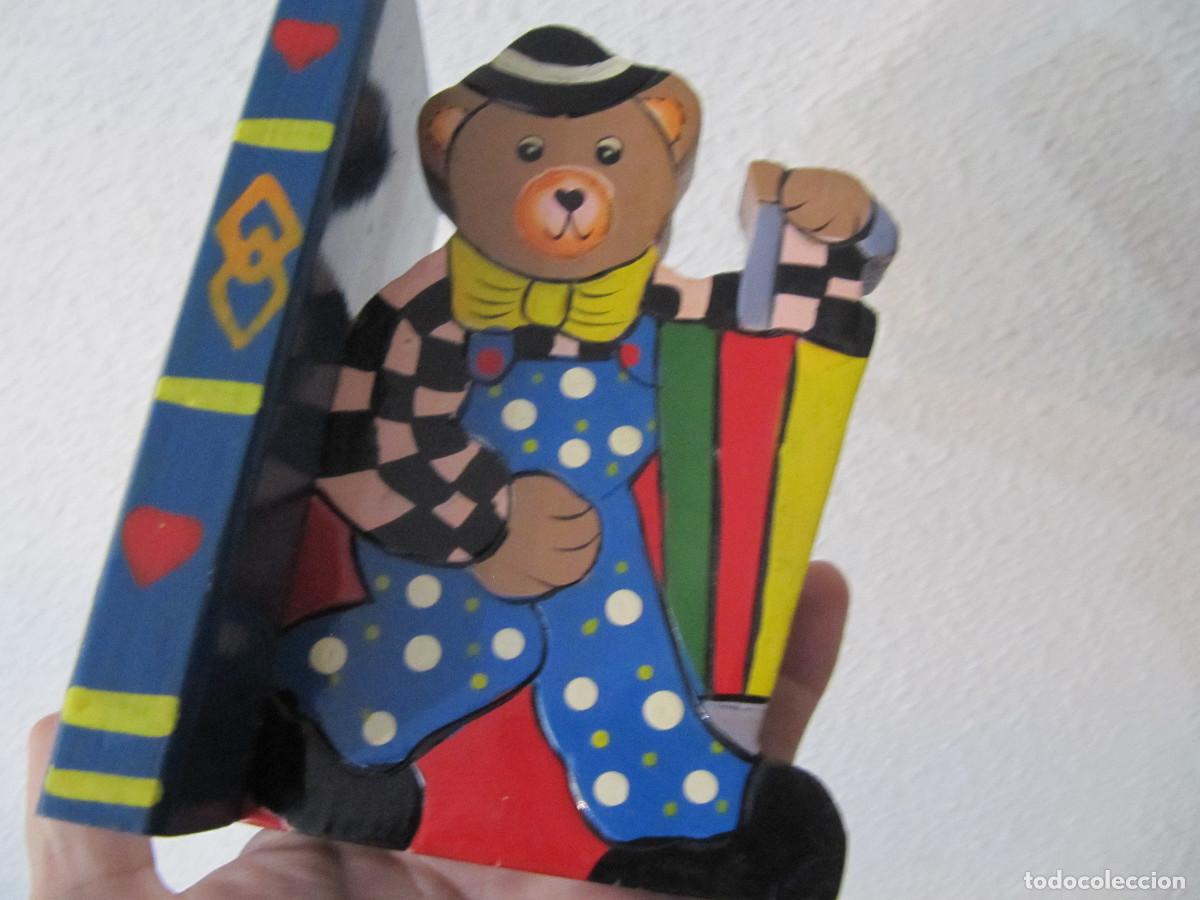 Vintage: SUJETALIBROS DE MADERA OSITOS PAYASOS - Foto 13