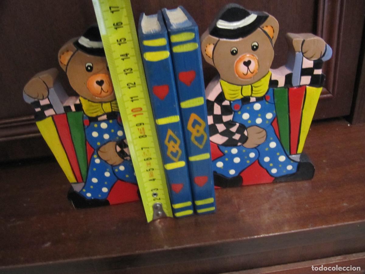 Vintage: SUJETALIBROS DE MADERA OSITOS PAYASOS - Foto 14