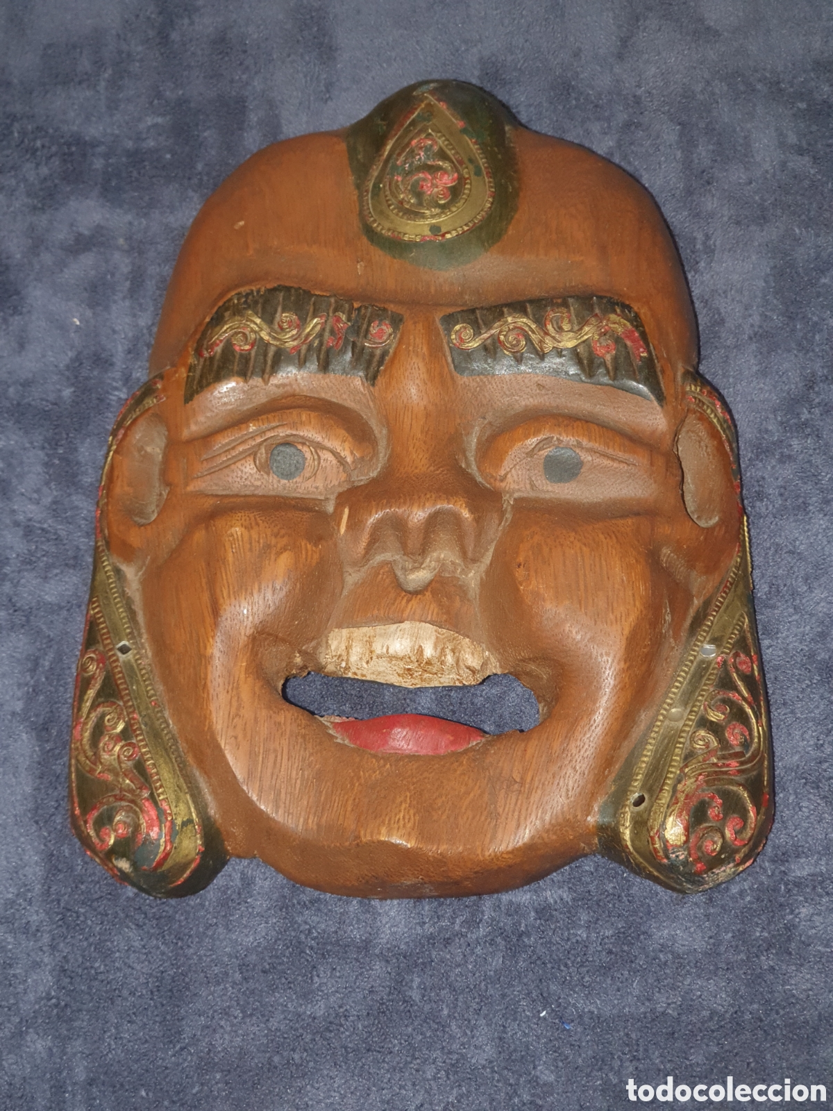 Vintage: OS. M&aacute;scara Decorativa De Madera, 25 X 18 Cm, Artesan&iacute;a Asi&aacute;tica.