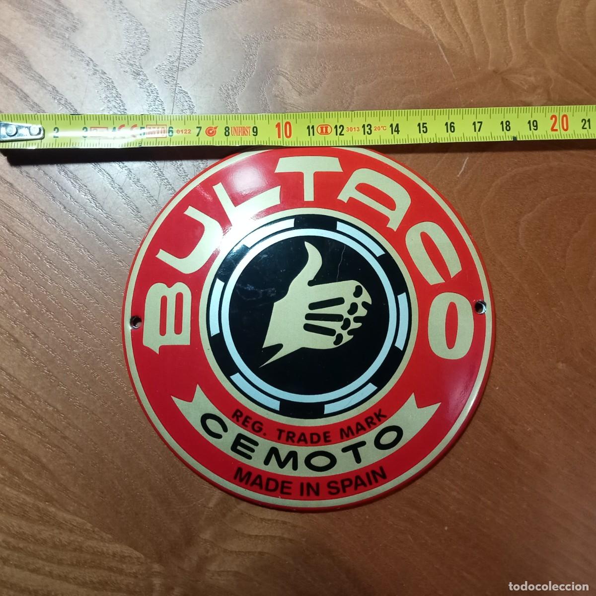 Vintage: BULTACO PLACA DE PORCELANA Y ESMALTE - Foto 1