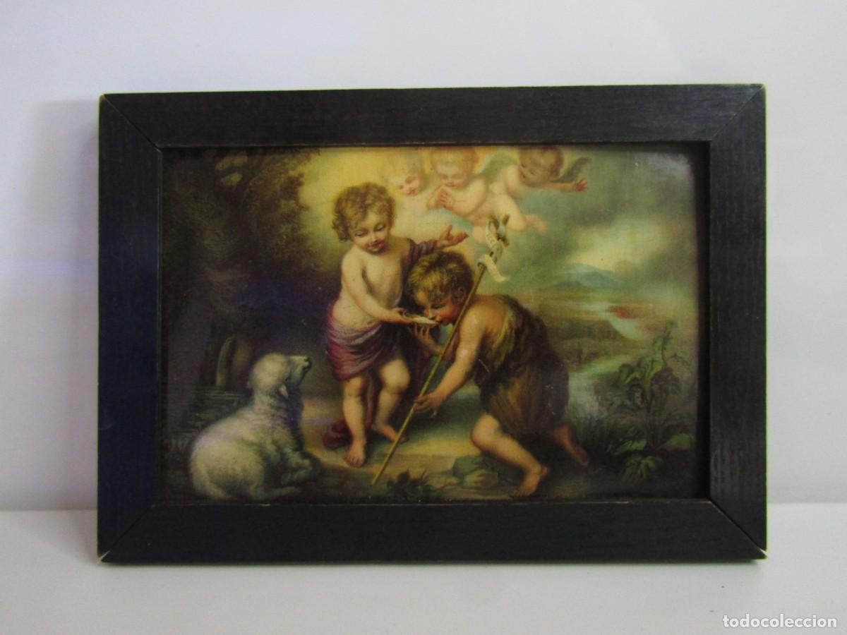 Vintage: RAR - PORTARETRATOS ANTIGUO CON ESCENA DE LOS NI&Ntilde;OS DE LA CONCHA &rdquo;MURILLO&rdquo;