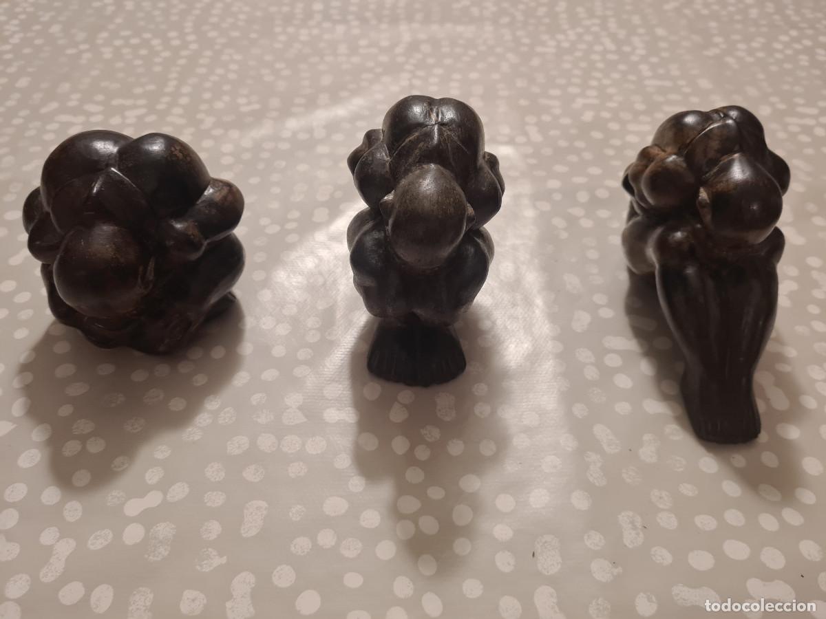Vintage: Tres figuras de ebano de El Buda Lloron - Foto 1
