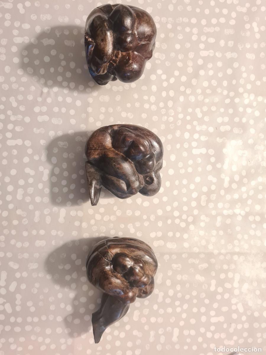 Vintage: Tres figuras de ebano de El Buda Lloron - Foto 5