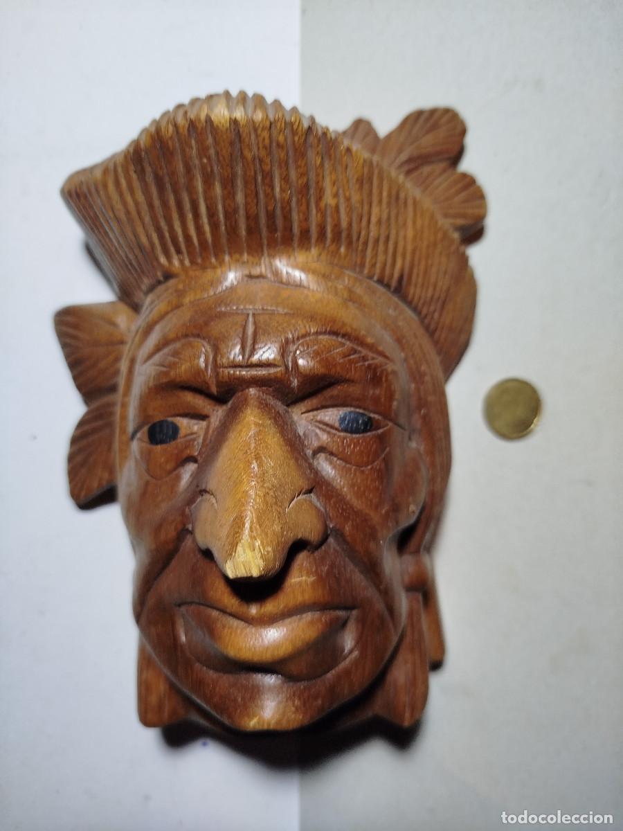 Vintage: Talla de madera - rostro de indio