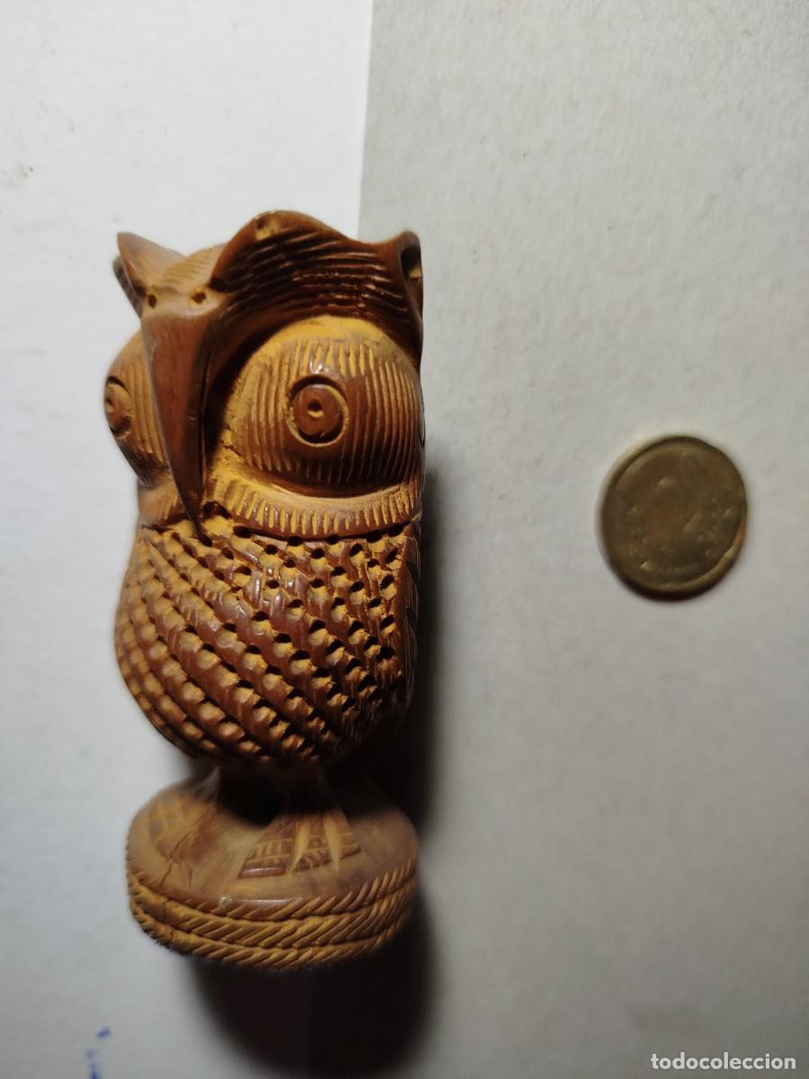 Vintage: Figura de buho de madera retro