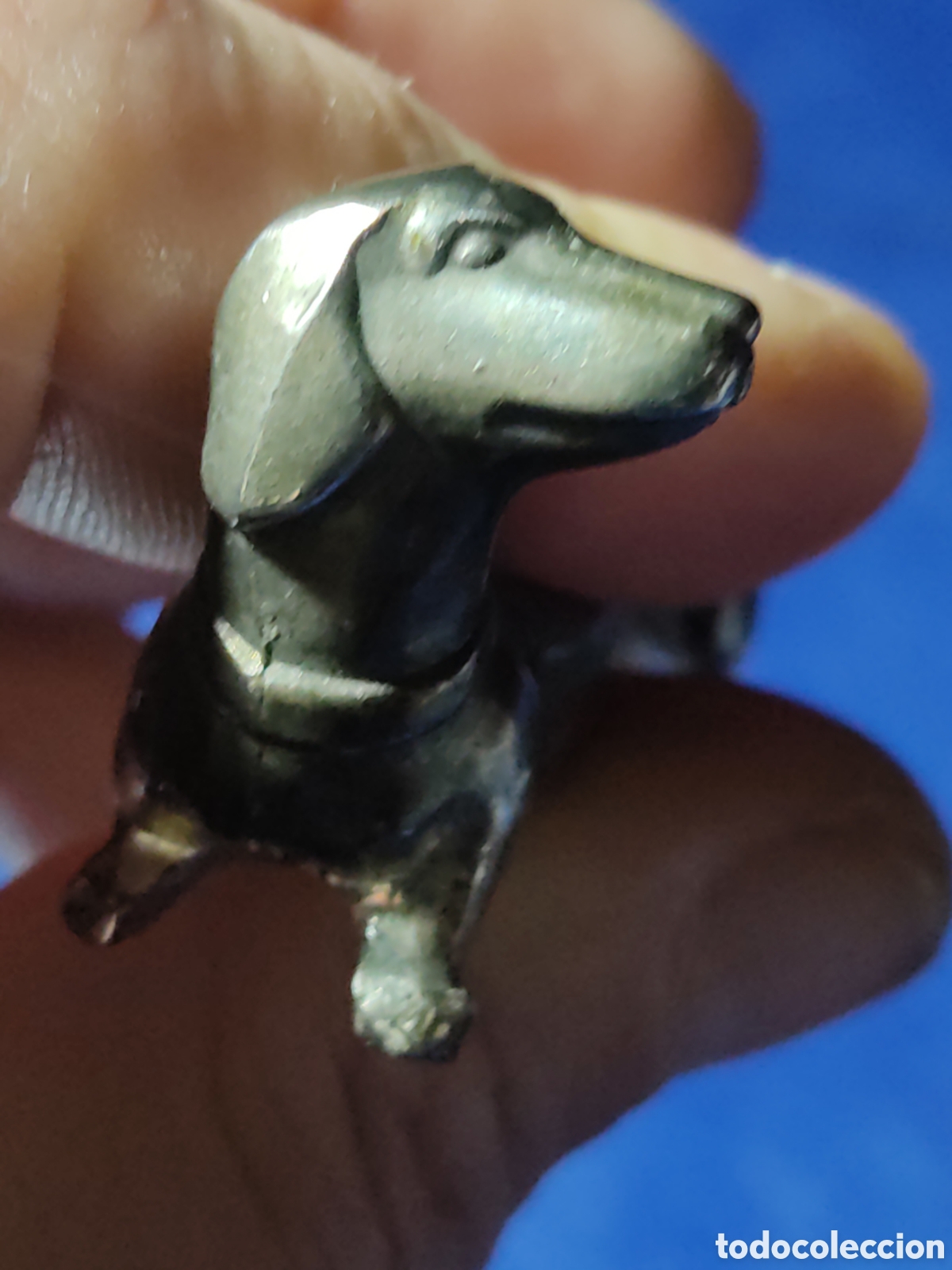 Vintage: Perro teckel de metal plateado. - Foto 5