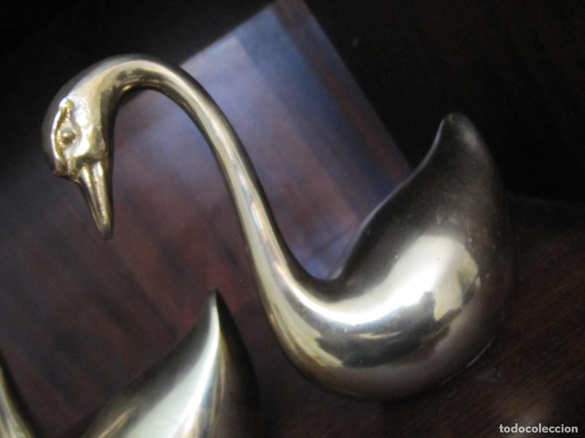 Vintage: 3 ANTIGUAS FIGURAS CISNES EN BRONCE - Foto 2