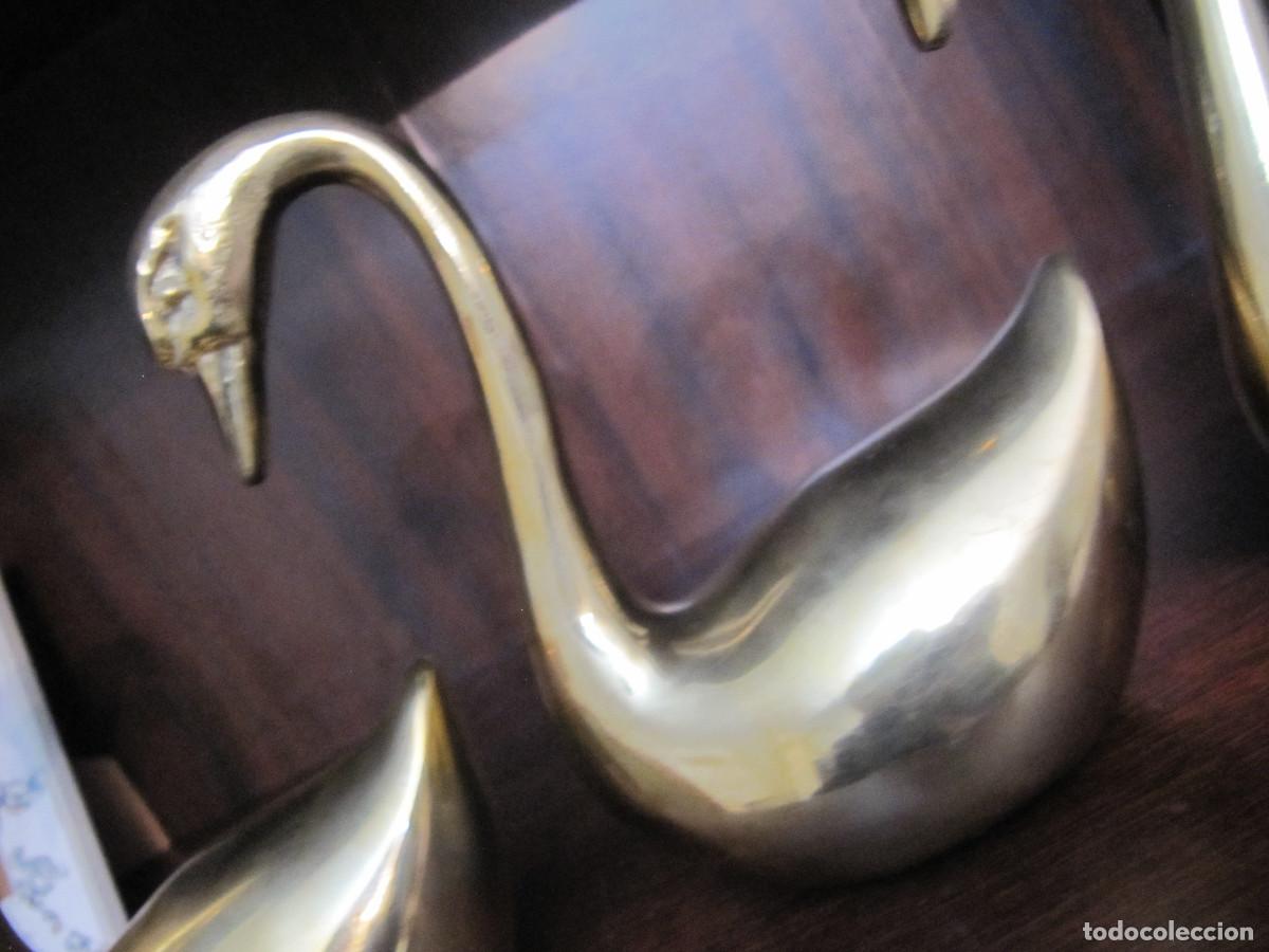 Vintage: 3 ANTIGUAS FIGURAS CISNES EN BRONCE - Foto 3