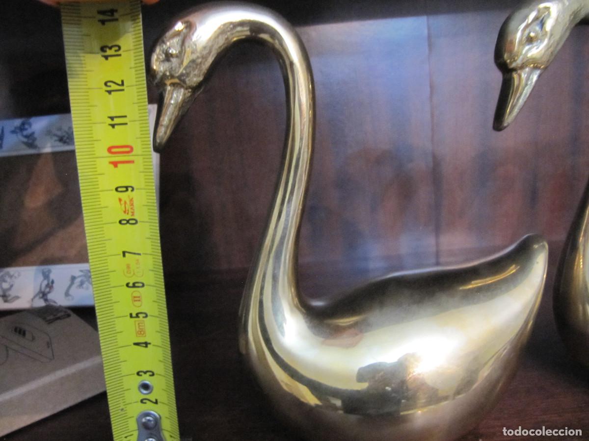 Vintage: 3 ANTIGUAS FIGURAS CISNES EN BRONCE - Foto 5