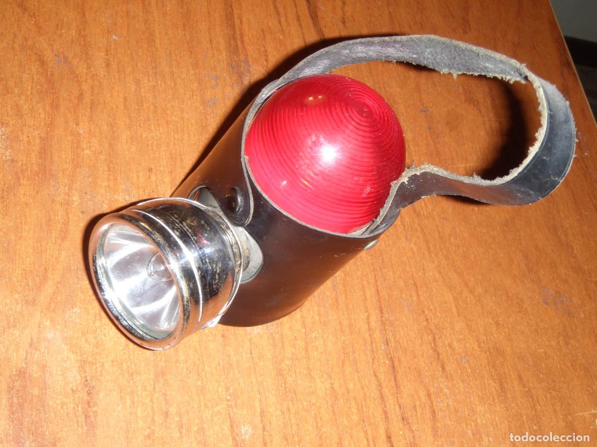Vintage: ANTIGUA LINTERNA BALIZA CON FUNDA DE CUERO FUNCIONANDO - Foto 1