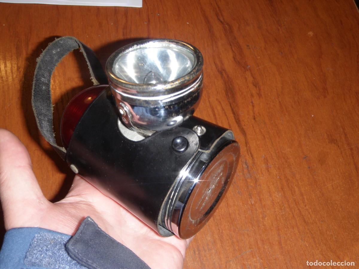 Vintage: ANTIGUA LINTERNA BALIZA CON FUNDA DE CUERO FUNCIONANDO - Foto 3