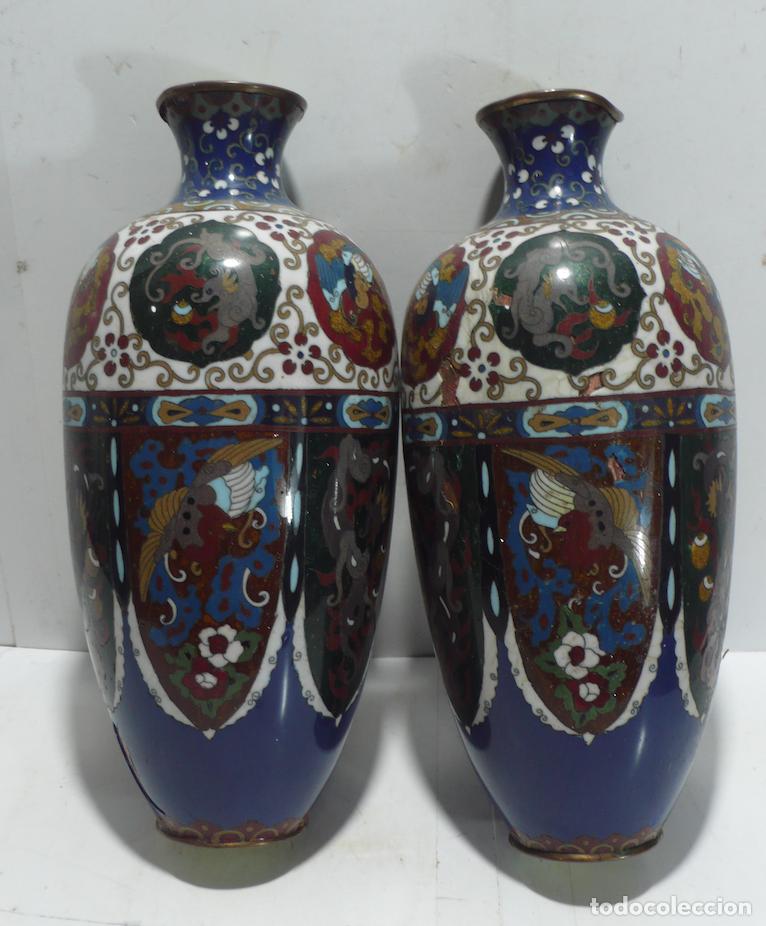Vintage: JARRONES METAL ESMALTADO - Foto 1
