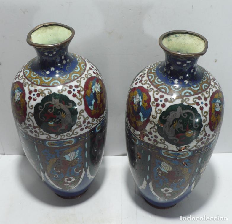 Vintage: JARRONES METAL ESMALTADO - Foto 3