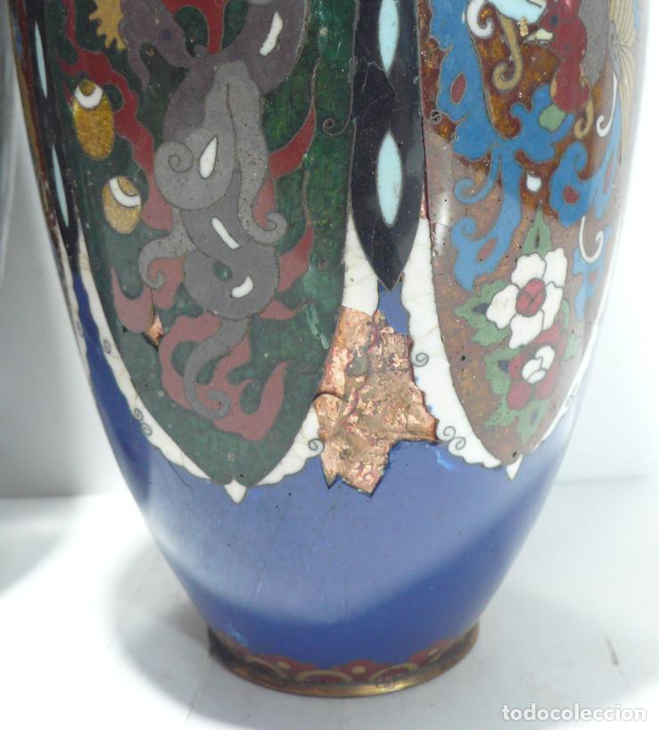 Vintage: JARRONES METAL ESMALTADO - Foto 4