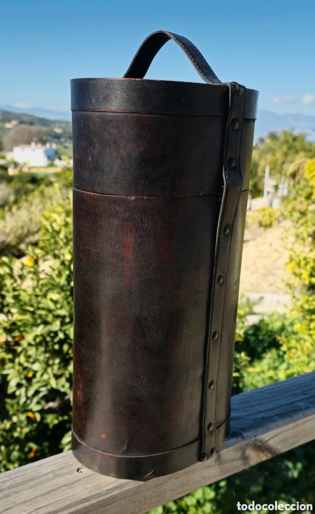 Vintage: Portabotellas cuero y madera - Foto 4