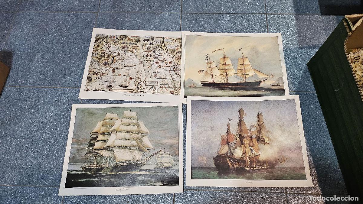 Vintage: 4 laminas de marina barcos - Foto 1
