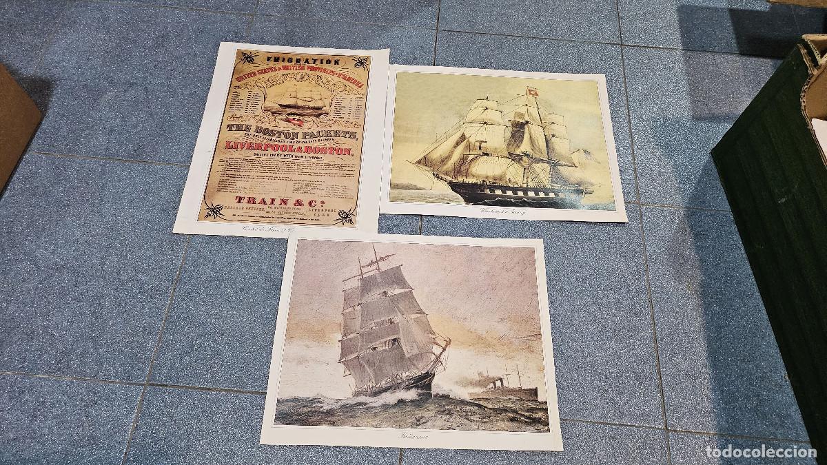 Vintage: 3 laminas de marina barcos - Foto 1