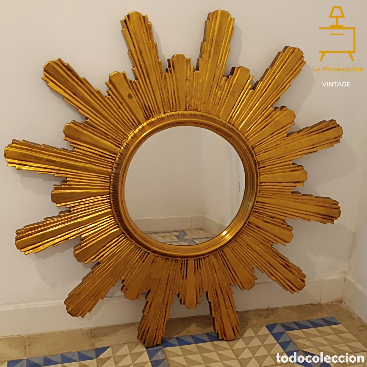 Vintage: Espejo sunburst, sol. - Foto 1