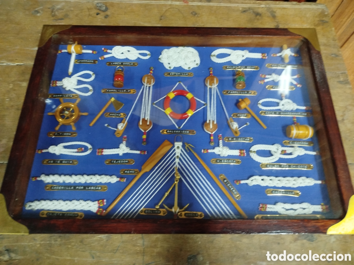 Vintage: Cuadro de nudos marineros. &Uacute;tiles de barco. - Foto 1