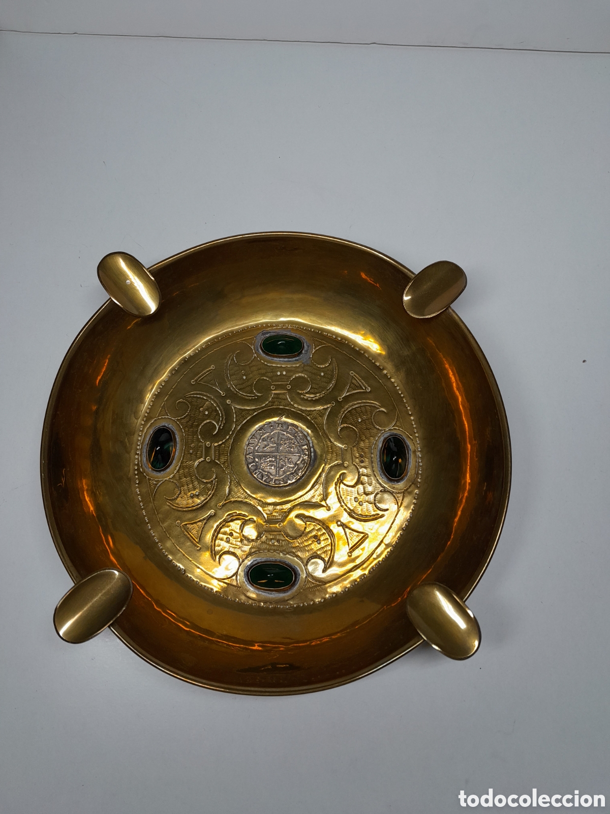 Vintage: Cenicero laton con moneda - Foto 1