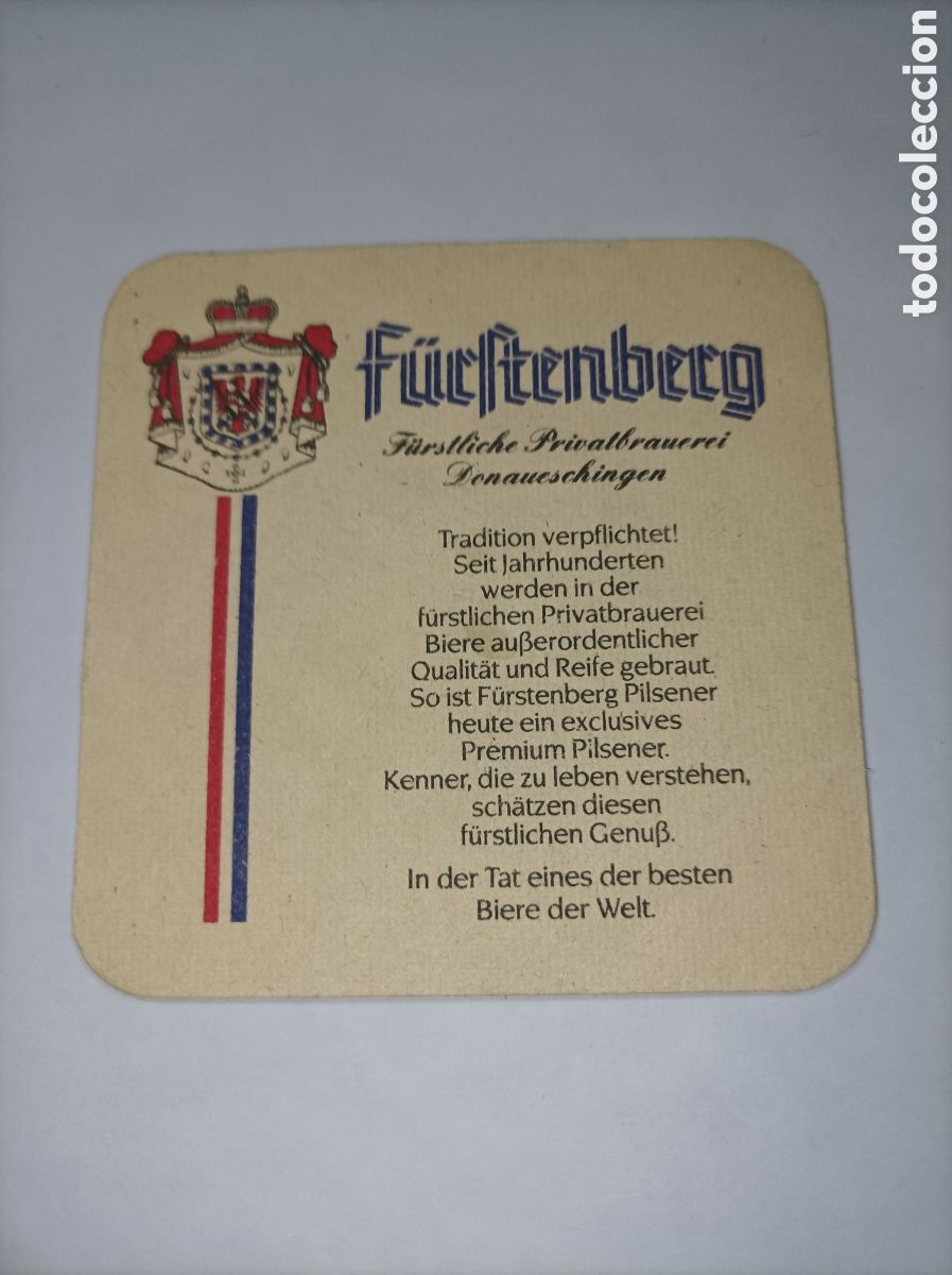 Vintage: F&Uuml;RSTENBERG. POSAVASOS CERVEZA ANTIGUO. - Foto 2