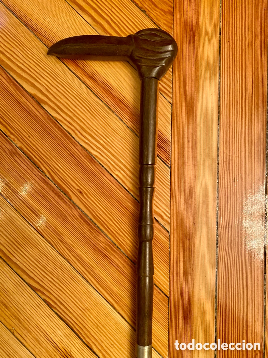 Vintage: Bast&oacute;n de madera cabeza de p&aacute;jaro - Foto 3