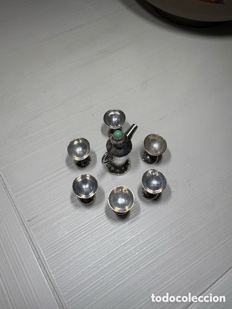 Vintage: Conjunto miniatura plata botella y copas - Foto 2