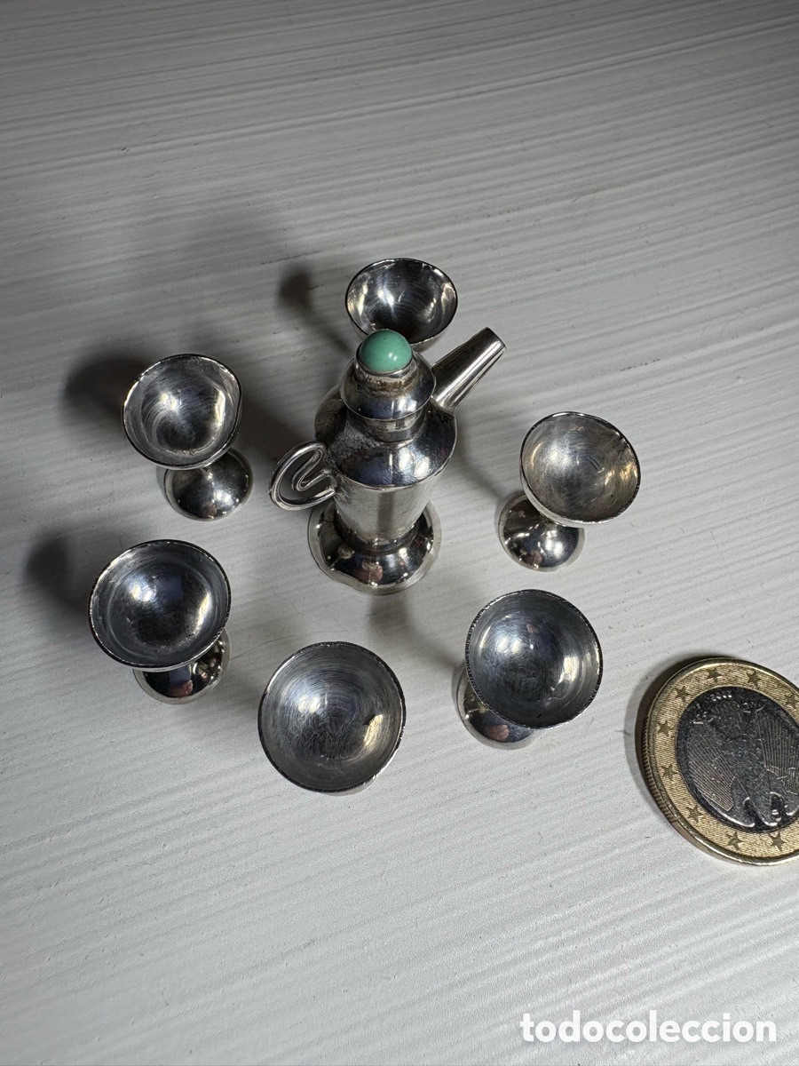Vintage: Conjunto miniatura plata botella y copas - Foto 3