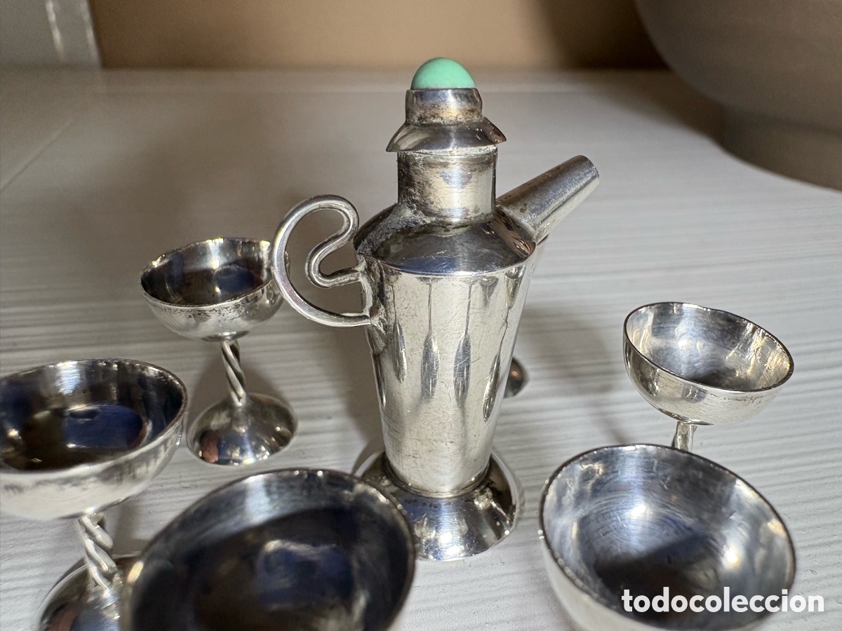 Vintage: Conjunto miniatura plata botella y copas - Foto 5