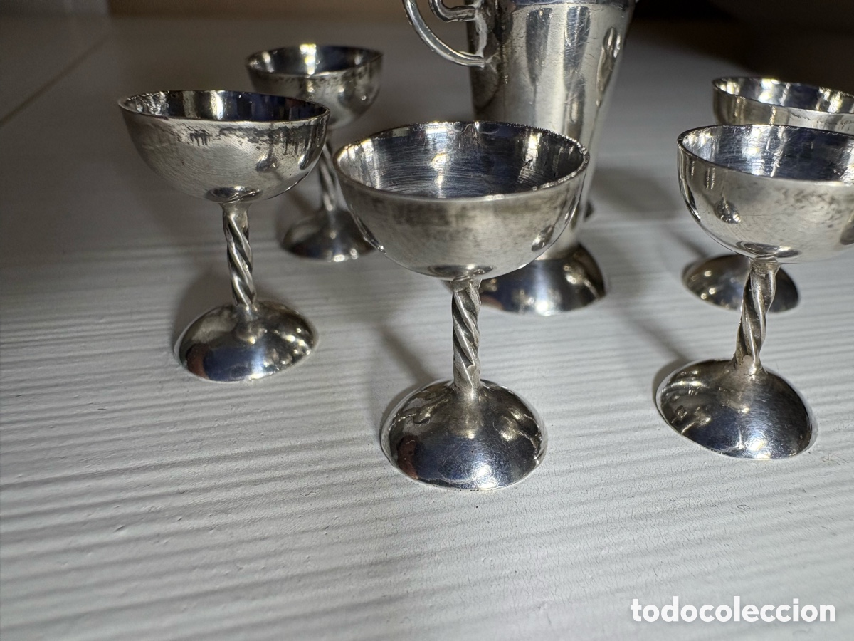 Vintage: Conjunto miniatura plata botella y copas - Foto 6
