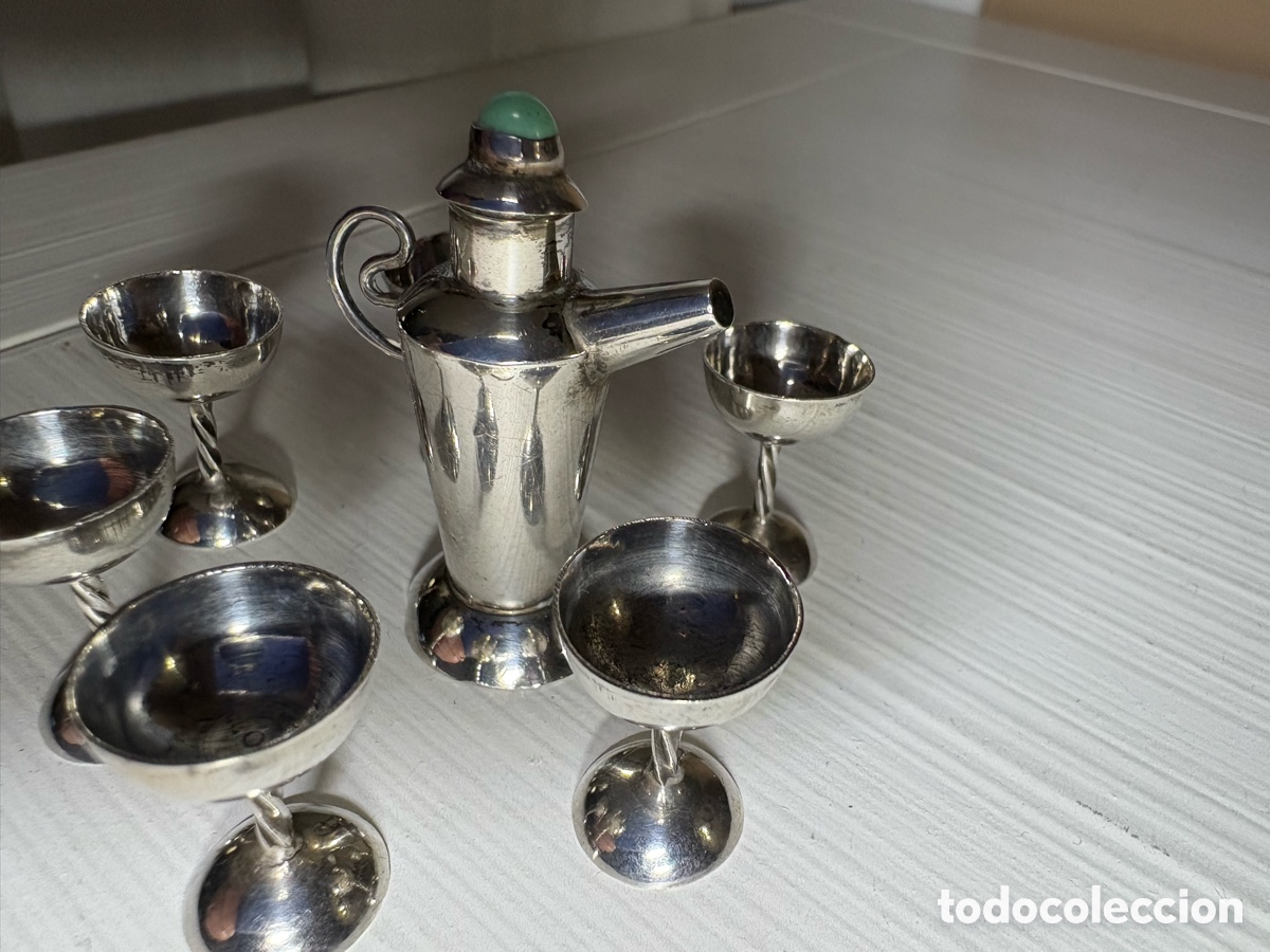 Vintage: Conjunto miniatura plata botella y copas - Foto 7