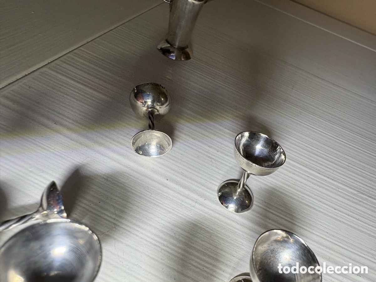 Vintage: Conjunto miniatura plata botella y copas - Foto 9