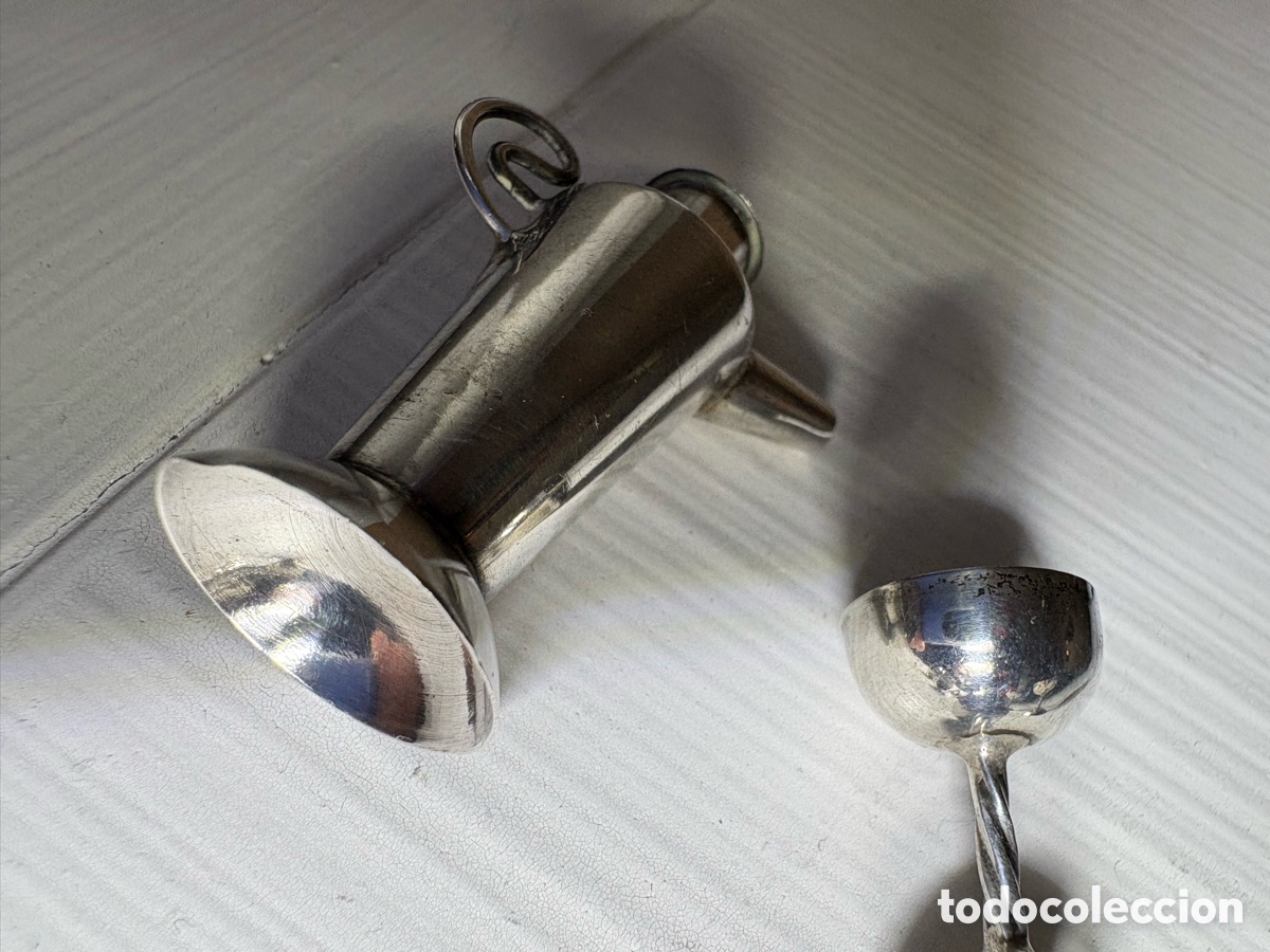 Vintage: Conjunto miniatura plata botella y copas - Foto 11