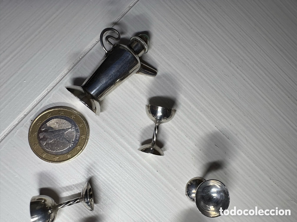 Vintage: Conjunto miniatura plata botella y copas - Foto 12