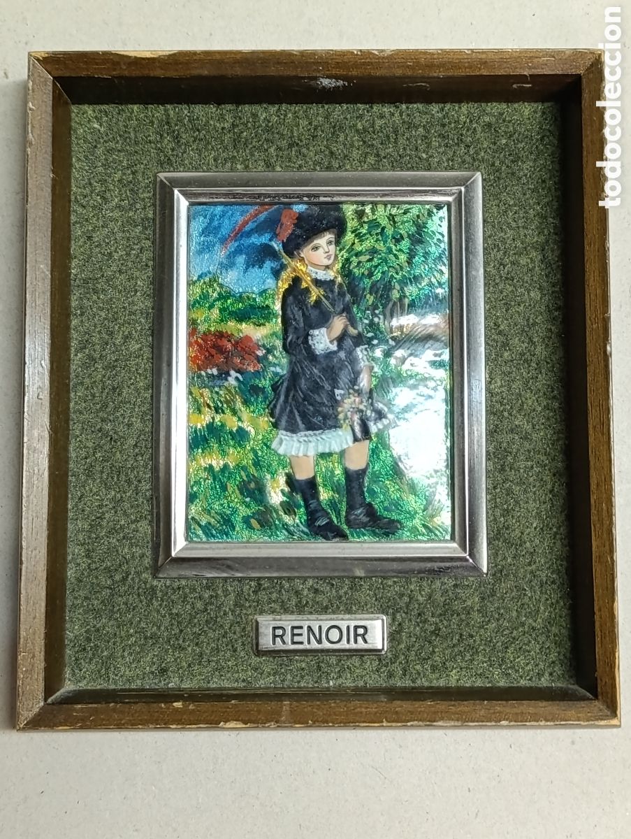 Vintage: ESMALTE SOBRE OBRA DE RENOIR. EN MARCO DE MADERA.