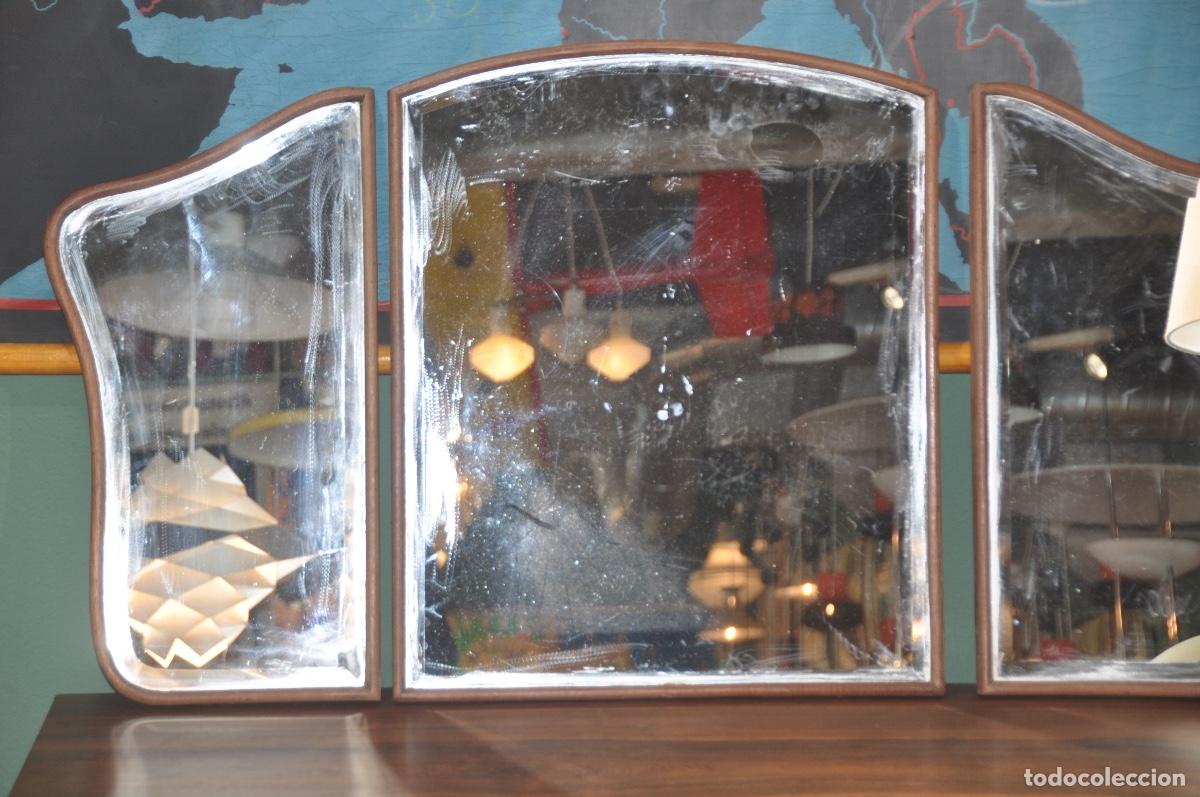 Vintage: Espejo tr&iacute;ptico marco de madera - Foto 3