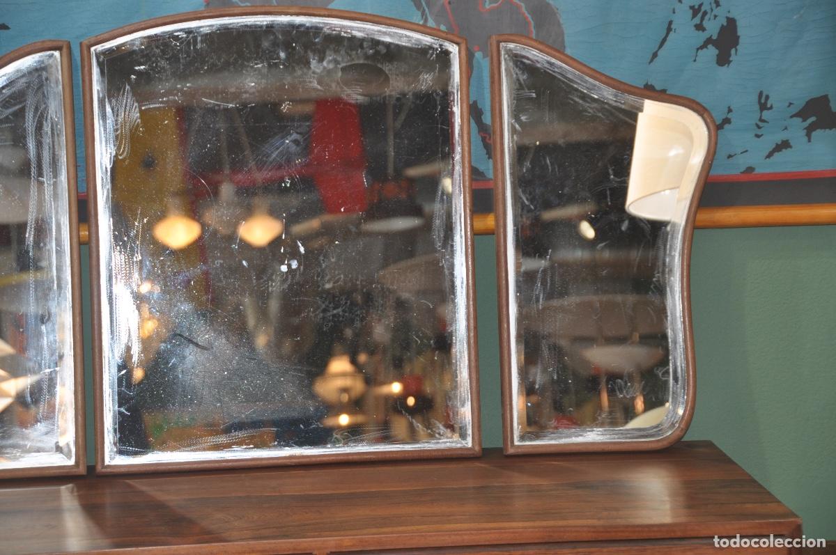 Vintage: Espejo tr&iacute;ptico marco de madera - Foto 4