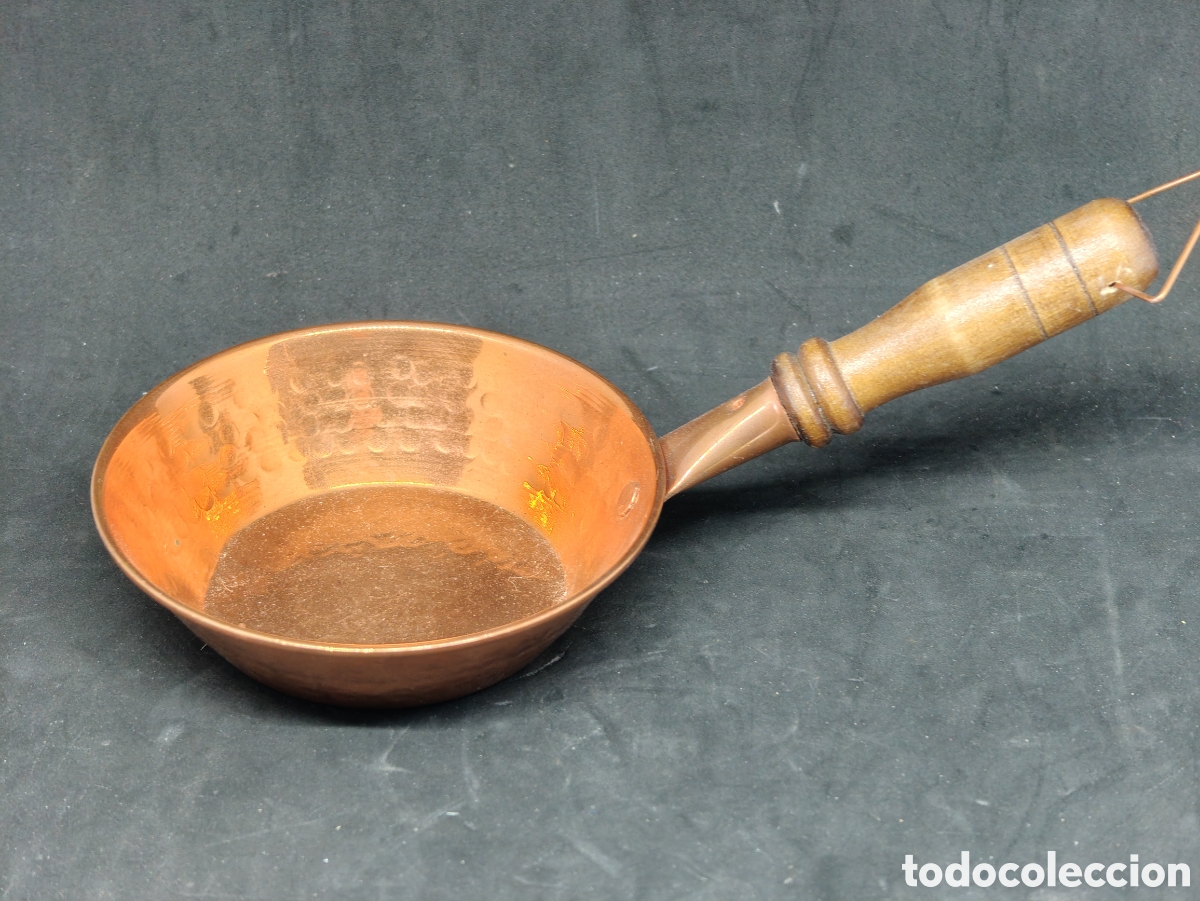 Vintage: peque&ntilde;a sarten cobre con mango madera - car157 - Foto 1