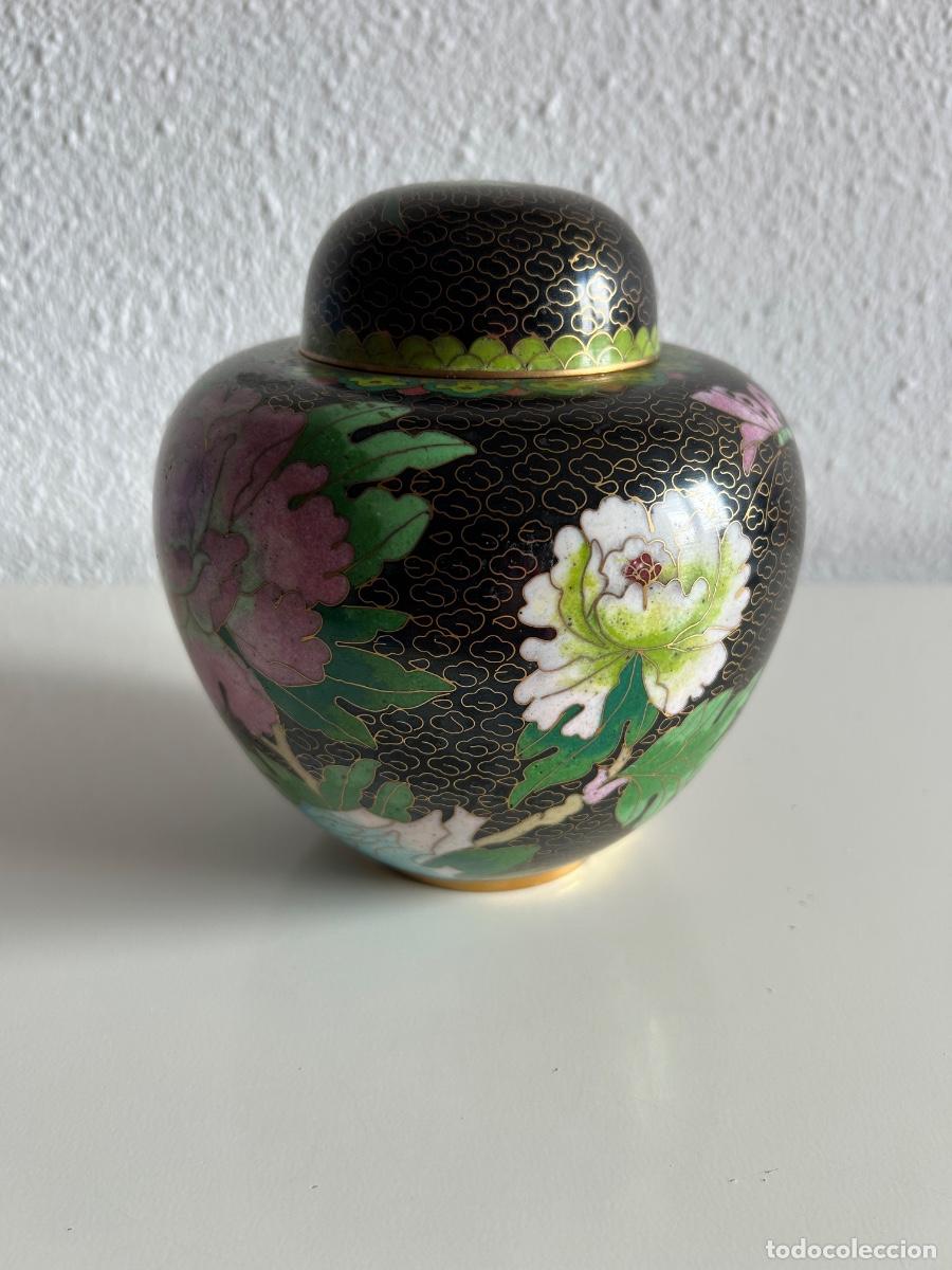 Vintage: TIBOR DE ESMALTE CLOISONN&Eacute; CHINO ORIENTAL 15 CM DE ALTURA