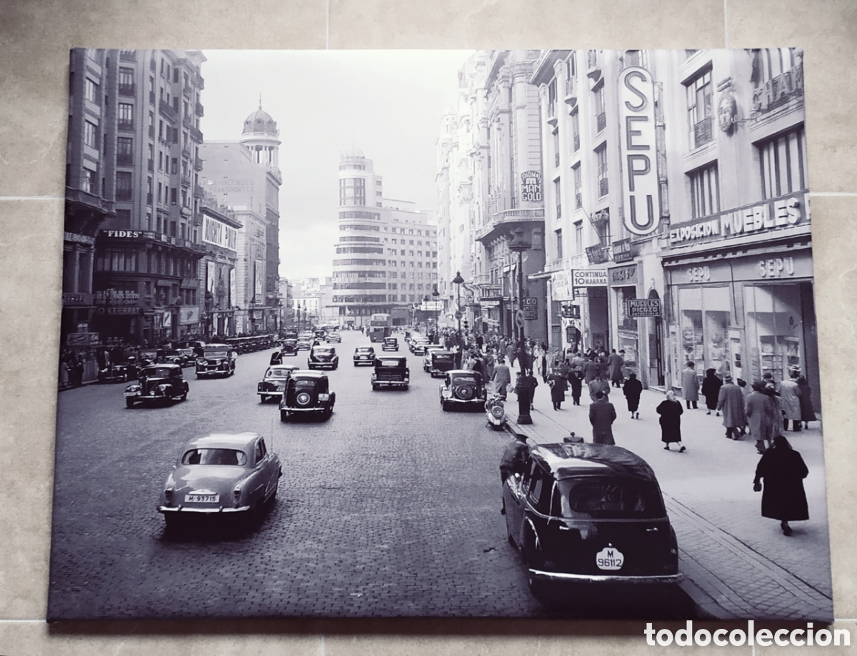 Vintage: Cuadro cartel postal MADRID Gran Via - Foto 1