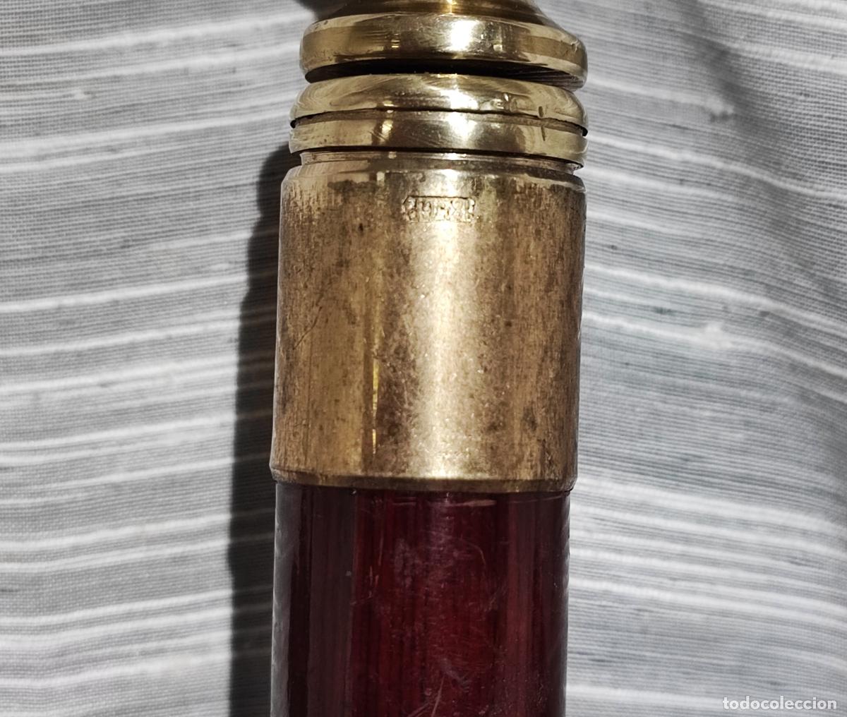 Vintage: BONITO BASTON CON POMO DE BRONCE Y ARO PLAQUE DE ORO - Foto 6