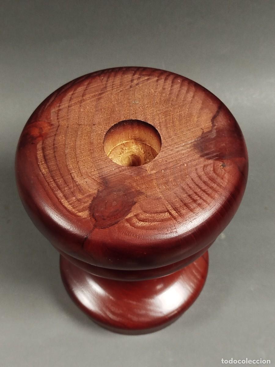Vintage: BASE DE MADERA BARNIZADA PARA COLMILLO DE MARFIL - Foto 2