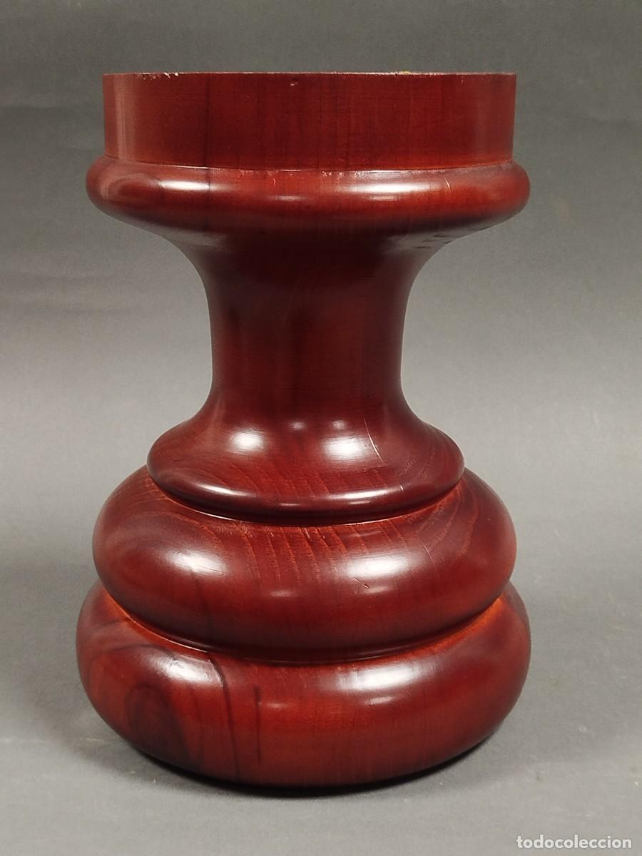 Vintage: BASE DE MADERA BARNIZADA PARA COLMILLO DE MARFIL - Foto 4