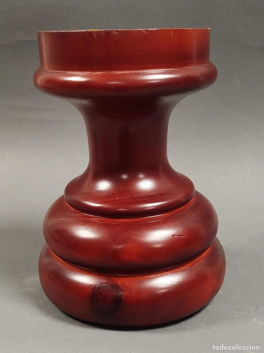 Vintage: BASE DE MADERA BARNIZADA PARA COLMILLO DE MARFIL - Foto 5