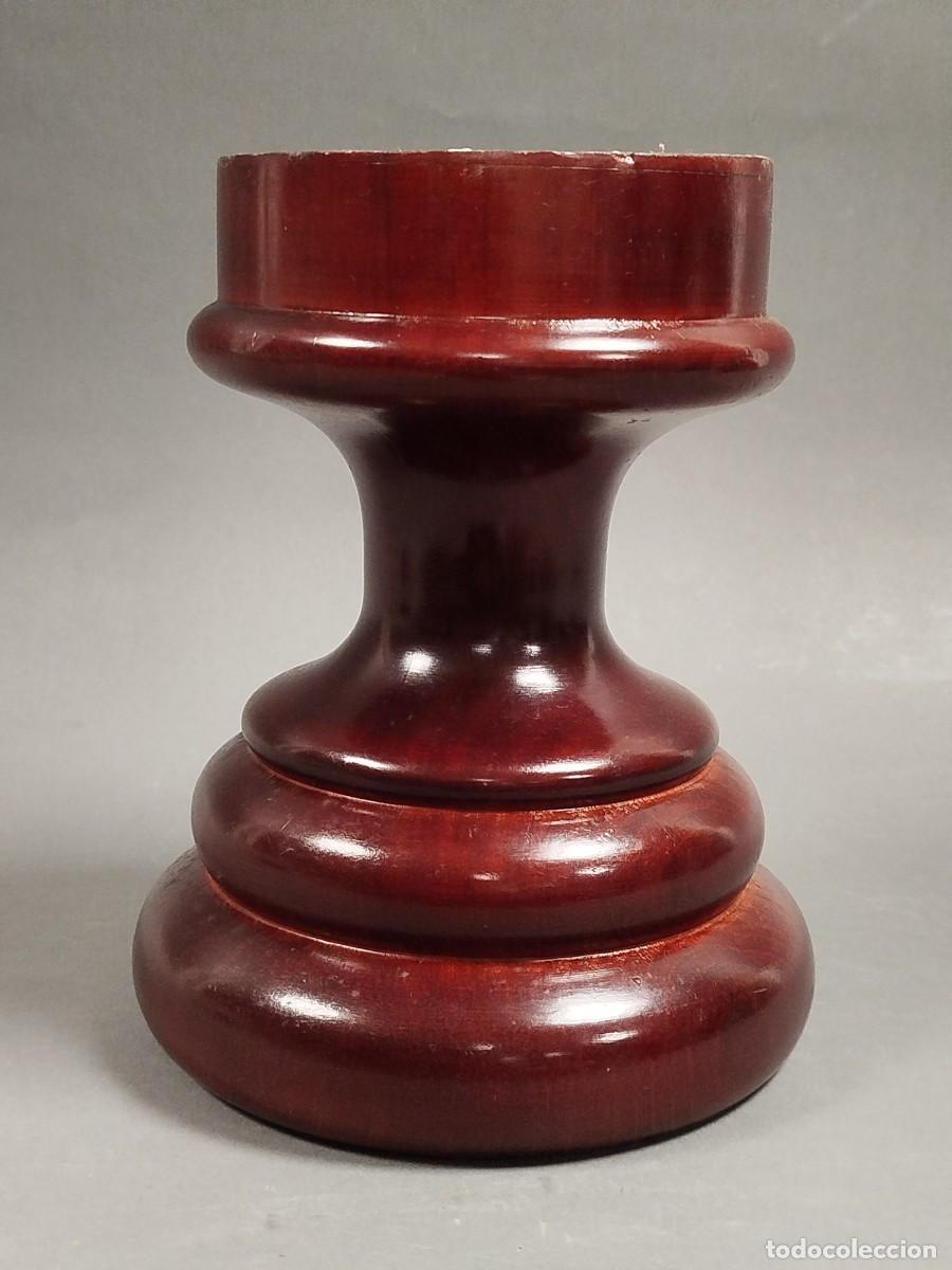 Vintage: BASE DE MADERA PARA COLMILLO DE MARFIL - Foto 3